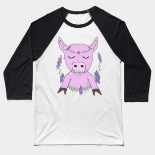 Cute pig with flowers Baseball T-Shirt